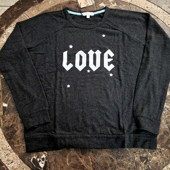 Pj Salvage Love With Stars Long Sleeve Swearshirt loungewear Top M & L NWT - Picture 2 of 6